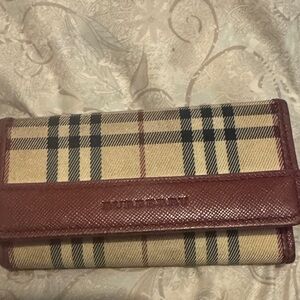 Burberry Beige and Brown Plaid Card Holder